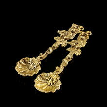 Load image into Gallery viewer, Antique Georgian Solid Silver Gilt Salt/Coffee Spoons with Rococo Decoration - London, 1824/7

