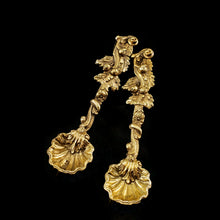 Load image into Gallery viewer, Antique Georgian Solid Silver Gilt Salt/Coffee Spoons with Rococo Decoration - London, 1824/7
