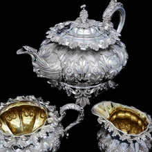 Load image into Gallery viewer, RESERVED - A Spectacular Antique Solid Silver Tea Set/Service with Highly Decorative Embossed/Chased Design - R W Smith 1837 - Artisan Antiques

