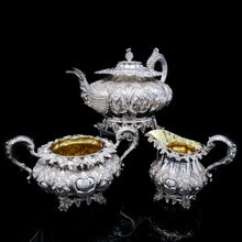 Load image into Gallery viewer, RESERVED - A Spectacular Antique Solid Silver Tea Set/Service with Highly Decorative Embossed/Chased Design - R W Smith 1837 - Artisan Antiques
