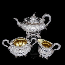 Load image into Gallery viewer, RESERVED - A Spectacular Antique Solid Silver Tea Set/Service with Highly Decorative Embossed/Chased Design - R W Smith 1837 - Artisan Antiques
