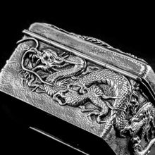 Load image into Gallery viewer, Antique Japanese Solid Silver Box with Embossed Dragons - Meiji Period c.1900
