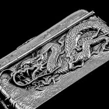 Load image into Gallery viewer, Antique Japanese Solid Silver Box with Embossed Dragons - Meiji Period c.1900
