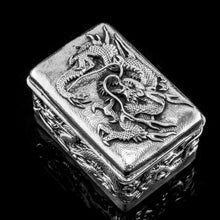 Load image into Gallery viewer, Antique Japanese Solid Silver Box with Embossed Dragons - Meiji Period c.1900
