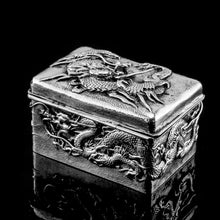 Load image into Gallery viewer, Antique Japanese Solid Silver Box with Embossed Dragons - Meiji Period c.1900
