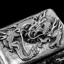 Load image into Gallery viewer, Antique Japanese Solid Silver Box with Embossed Dragons - Meiji Period c.1900
