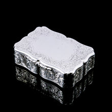 Load image into Gallery viewer, A Large Antique Victorian Solid Sterling Silver Table Snuff Box with Intricate Engravings - Edward Smith 1853
