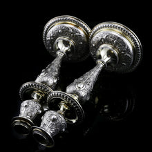 Load image into Gallery viewer, Magnificent Pair of Antique Solid Silver Parcel Gilt Candlesticks - c.1890s
