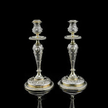 Load image into Gallery viewer, Magnificent Pair of Antique Solid Silver Parcel Gilt Candlesticks - c.1890s

