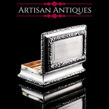 Load image into Gallery viewer, Antique Georgian Solid Silver Snuff Box with Beautiful Floral Border - Nathaniel Mills 1833
