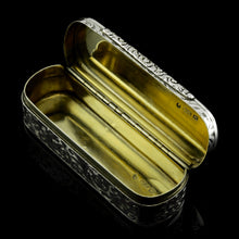 Load image into Gallery viewer, Antique Solid Silver Oval Snuff Box, Beautifully Hand Engraved - William Simpson 1840

