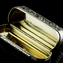 Load image into Gallery viewer, Antique Solid Silver Oval Snuff Box, Beautifully Hand Engraved - William Simpson 1840
