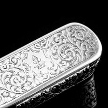 Load image into Gallery viewer, Antique Solid Silver Oval Snuff Box, Beautifully Hand Engraved - William Simpson 1840
