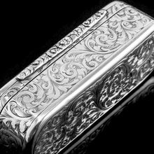 Load image into Gallery viewer, Antique Solid Silver Oval Snuff Box, Beautifully Hand Engraved - William Simpson 1840
