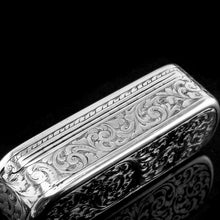 Load image into Gallery viewer, Antique Solid Silver Oval Snuff Box, Beautifully Hand Engraved - William Simpson 1840
