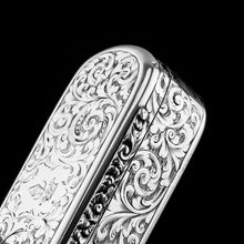 Load image into Gallery viewer, Antique Solid Silver Oval Snuff Box, Beautifully Hand Engraved - William Simpson 1840
