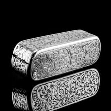 Load image into Gallery viewer, Antique Solid Silver Oval Snuff Box, Beautifully Hand Engraved - William Simpson 1840
