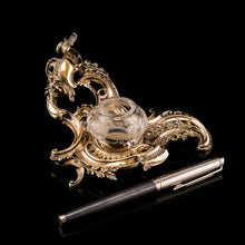 Load image into Gallery viewer, A Magnificent French Solid Silver Gilt Rococo Style Inkwell / Stand - Emile Puiforcat

