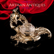 Load image into Gallery viewer, A Magnificent French Solid Silver Gilt Rococo Style Inkwell / Stand - Emile Puiforcat
