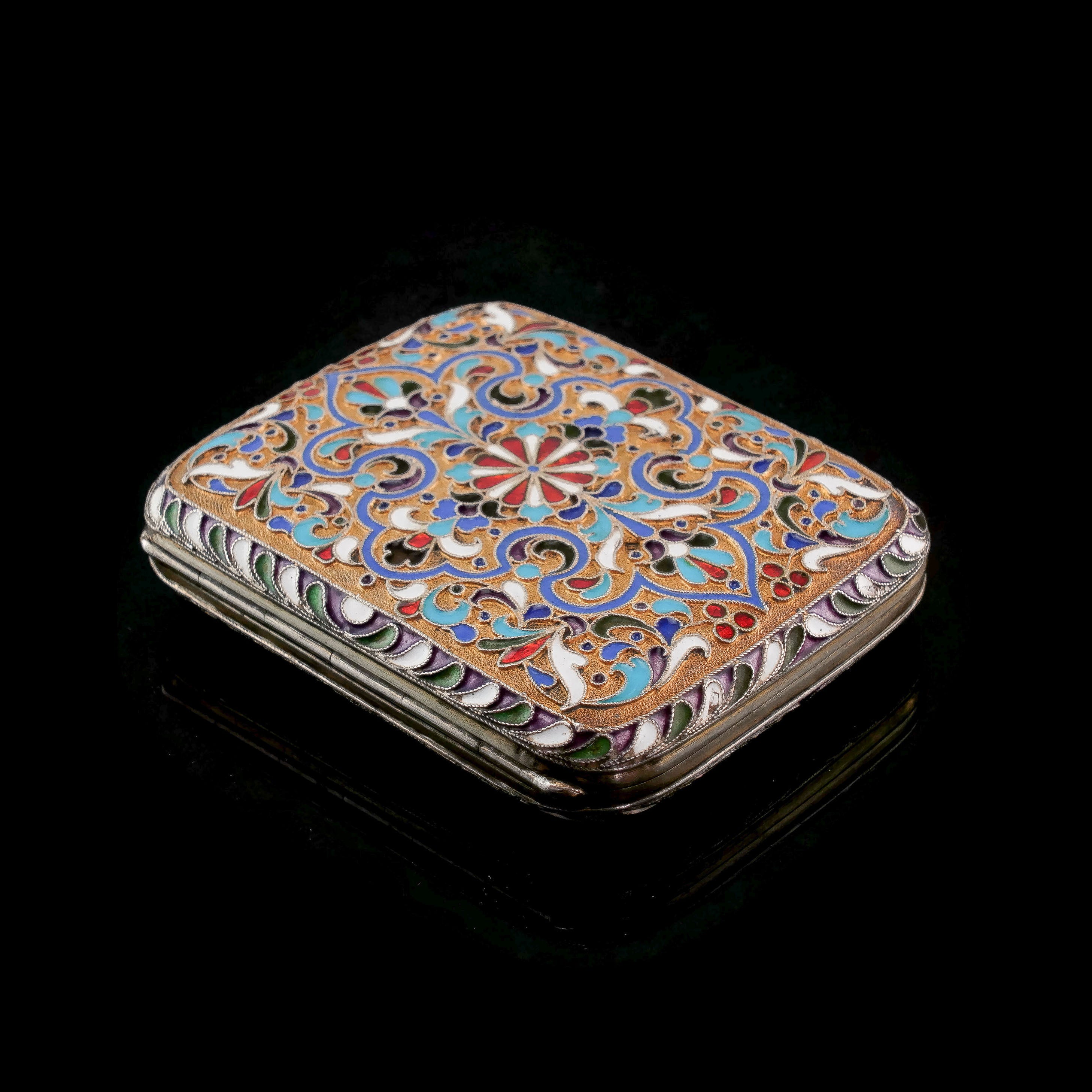 ヴィンテージ Cloisonné エナメル 925 シルバーヒップフラスコ 97dcff6fb778cf956992569fb466cd