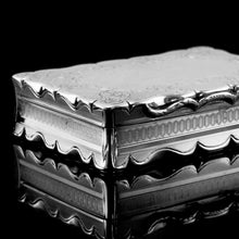 Load image into Gallery viewer, Antique Solid Silver Large Table Snuff Box with Magnificent Engravings - Edward Smith 1850
