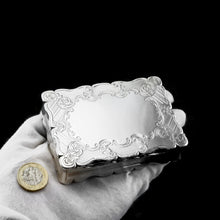 Load image into Gallery viewer, Antique Solid Silver Large Table Snuff Box with Magnificent Engravings - Edward Smith 1850
