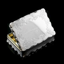 Load image into Gallery viewer, Antique Solid Silver Large Table Snuff Box with Magnificent Engravings - Edward Smith 1850

