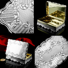 Load image into Gallery viewer, Antique Solid Silver Large Table Snuff Box with Magnificent Engravings - Edward Smith 1850
