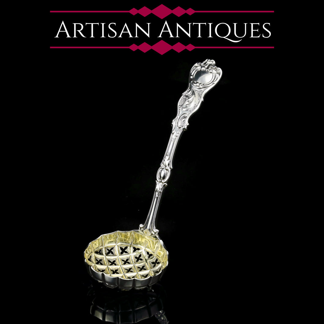A Magnificent Victorian Solid Silver Sugar Sifter Spoon - Francis Higgins 1875
