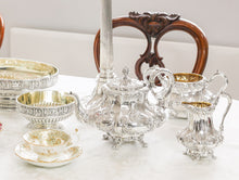 Load image into Gallery viewer, Antique Solid Silver Victorian Tea Set with Beautiful Chased Decoration - Roberts &amp; Slater 1849
