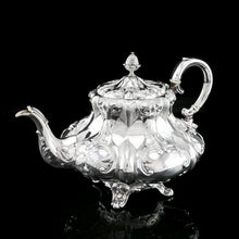 Load image into Gallery viewer, Antique Solid Silver Victorian Tea Set with Beautiful Chased Decoration - Roberts &amp; Slater 1849
