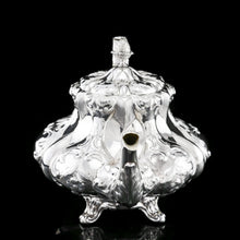 Load image into Gallery viewer, Antique Solid Silver Victorian Tea Set with Beautiful Chased Decoration - Roberts &amp; Slater 1849
