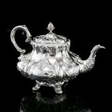 Load image into Gallery viewer, Antique Solid Silver Victorian Tea Set with Beautiful Chased Decoration - Roberts &amp; Slater 1849
