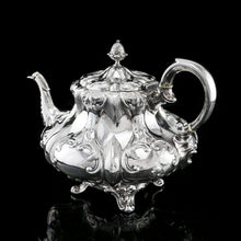 Load image into Gallery viewer, Antique Solid Silver Victorian Tea Set with Beautiful Chased Decoration - Roberts &amp; Slater 1849
