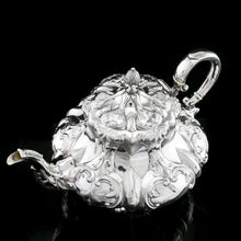 Load image into Gallery viewer, Antique Solid Silver Victorian Tea Set with Beautiful Chased Decoration - Roberts &amp; Slater 1849
