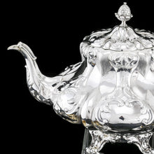 Load image into Gallery viewer, Antique Solid Silver Victorian Tea Set with Beautiful Chased Decoration - Roberts &amp; Slater 1849
