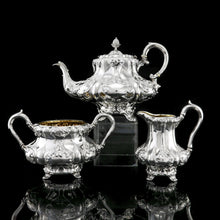 Load image into Gallery viewer, Antique Solid Silver Victorian Tea Set with Beautiful Chased Decoration - Roberts &amp; Slater 1849
