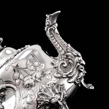 Load image into Gallery viewer, Antique Victorian Solid Silver 3 Piece Tea Set/Service with Fabulous &#39;Louis&#39; Style Chasing and Figural Masks - Barnard 1857

