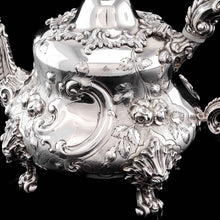 Load image into Gallery viewer, Antique Victorian Solid Silver 3 Piece Tea Set/Service with Fabulous &#39;Louis&#39; Style Chasing and Figural Masks - Barnard 1857

