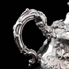 Load image into Gallery viewer, Antique Victorian Solid Silver 3 Piece Tea Set/Service with Fabulous &#39;Louis&#39; Style Chasing and Figural Masks - Barnard 1857
