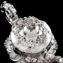 Load image into Gallery viewer, Antique Victorian Solid Silver 3 Piece Tea Set/Service with Fabulous &#39;Louis&#39; Style Chasing and Figural Masks - Barnard 1857
