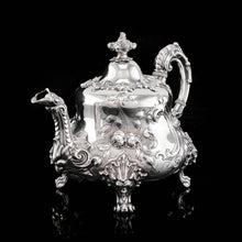 Load image into Gallery viewer, Antique Victorian Solid Silver 3 Piece Tea Set/Service with Fabulous &#39;Louis&#39; Style Chasing and Figural Masks - Barnard 1857
