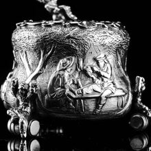 Load image into Gallery viewer, Rare Antique Victorian Solid Silver &#39;Teniers Pattern&#39; Salt Cellars - F B Thomas &amp; Co 1882
