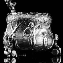 Load image into Gallery viewer, Rare Antique Victorian Solid Silver &#39;Teniers Pattern&#39; Salt Cellars - F B Thomas &amp; Co 1882
