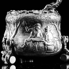 Load image into Gallery viewer, Rare Antique Victorian Solid Silver &#39;Teniers Pattern&#39; Salt Cellars - F B Thomas &amp; Co 1882
