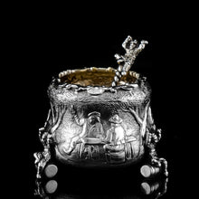 Load image into Gallery viewer, Rare Antique Victorian Solid Silver &#39;Teniers Pattern&#39; Salt Cellars - F B Thomas &amp; Co 1882
