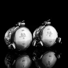 Load image into Gallery viewer, Rare Antique Victorian Solid Silver &#39;Teniers Pattern&#39; Salt Cellars - F B Thomas &amp; Co 1882
