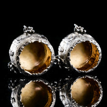 Load image into Gallery viewer, Rare Antique Victorian Solid Silver &#39;Teniers Pattern&#39; Salt Cellars - F B Thomas &amp; Co 1882
