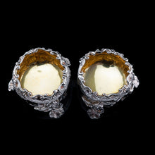Load image into Gallery viewer, Antique Solid Silver Victorian Salt Cellars in Teniers Style - Daniel &amp; Charles Houle 1878
