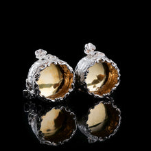 Load image into Gallery viewer, Antique Solid Silver Victorian Salt Cellars in Teniers Style - Daniel &amp; Charles Houle 1878
